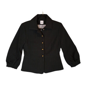 cabi Women's Size 2 Abbott Jacket 3/4 Sleeve Black Military Style Blazer Coat